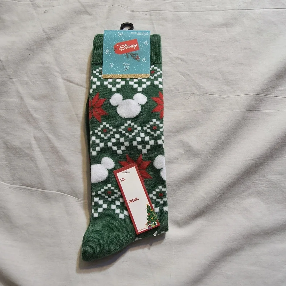 Disney Green Holiday Socks with Mickey Mouse Design Unisex